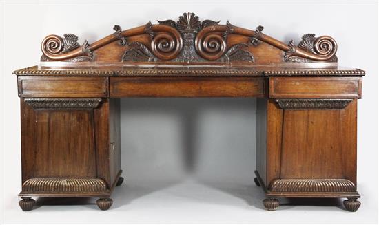 Large 19th century Anglo Indian rosewood pedestal sideboard(-)